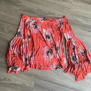 Boutique Off-Shoulder Bell Sleeve Blouse